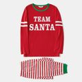 Christmas Letter Print and Striped Red Family Matching Long-sleeve Pajamas Set (Flame Resistant) Red