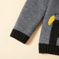Toddler Boy Letter Tree Pattern Knit Sweater Dark Grey