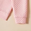 Kid Girl Textured Stand Collar Zipper Solid Jacket Light Pink