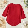 Baby Girl Bowknot Long-sleeve Knitting Sweater Romper Red image 5