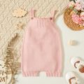 Baby Girl Solid Knitted Sleeveless Overalls Shorts Pink