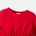 Christmas Baby Girl 95% Cotton Long-sleeve Snowflake & Letter Print Red Mesh Dress Red image 3