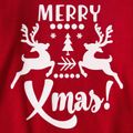 Merry Xmas Deer and Letter Print Red Family Matching Long-sleeve Pajamas Set (Flame Resistant) Red/White