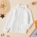Kid Girl Textured Stand Collar Zipper Solid Jacket White image 1
