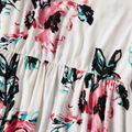 Floral Print Family Matching Sets（Long-sleeve Maxi Dresses and Striped T-shirts） White
