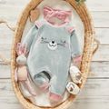 2pcs Cat Embroidery 3D Ear Splice Long-sleeve Grey Baby Set Bluish Grey image 1