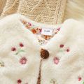 Baby Floral Embroidered White Fleece Vest Sleeveless Coat Jacket White