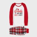 Christmas Letter Print Snug Fit Red Plaid Family Matching Long-sleeve Pajamas Set Red/White