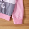 Kid Girl Stand Collar Letter Unicorn Print Zipper Pink Sweatshirt Pink