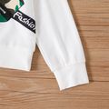 2-piece Kid Boy Camouflage Bag Print Pullover Sweatshirt and Pants Set White