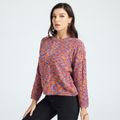 Tie Dye Round-collar Long-sleeve Sweater Red image 4