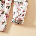 Sibling Matching Floral Print Long-sleeve Hooded Coat and Ruffle Jumpsuit Sets Pink