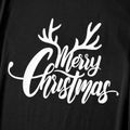 Christmas Colorblock Splice Antlers Letter Print Long-sleeve Family Matching Pajamas Sets (Flame Resistant) Black