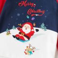 Christmas Santa and Letter Print Red Family Matching Long-sleeve Pajamas Sets (Flame Resistant) Dark blue/White/Red