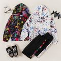2-piece Kid Boy Painting Print Hoodie and Elasticized Pants Casual Set White image 2