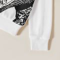 2-piece Kid Boy Animal Dinosaur Print Pullover Sweatshirt and Letter Print Pants Set White image 5