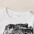 2-piece Kid Boy Animal Dinosaur Print Pullover Sweatshirt and Letter Print Pants Set White image 4