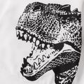 2-piece Kid Boy Animal Dinosaur Print Pullover Sweatshirt and Letter Print Pants Set White