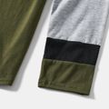 Colorblock Splice Army Green Long-sleeve Sweatshirts for Mom and Me Black