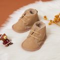 Baby / Toddler Shoelace Decor Solid Color Fleece-lining Prewalker Shoes Khaki