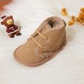 Baby / Toddler Shoelace Decor Solid Color Fleece-lining Prewalker Shoes Khaki
