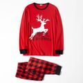Christmas Reindeer and Letter Print Red Family Matching Long-sleeve Snug Fit Pajamas Sets Red