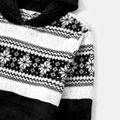 Christmas Snowflake Print Splicing Black Family Matching Fleece Long-sleeve Hoodies Black image 4