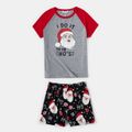 Christmas Santa and Letter Print Family Matching Short-sleeve Pajamas Sets (Flame Resistant) Color block