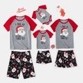 Christmas Santa and Letter Print Family Matching Short-sleeve Pajamas Sets (Flame Resistant) Color block image 3