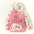 Letter Print Pink Floral Long-sleeve Hooded Sweatshirts for Sister and Me Pink image 3