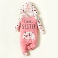 Letter Print Pink Floral Long-sleeve Hooded Sweatshirts for Sister and Me Pink image 2
