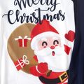 Christmas Santa and Letter Print Family Matching Raglan Long-sleeve Pajamas Sets (Flame Resistant) Dark blue/White/Red