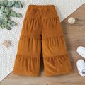 Toddler Girl Elasticized Solid Color Tiered Corduroy Pants Ginger