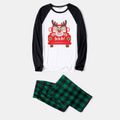 Christmas Cartoon Reindeer in Car Print Family Matching Long-sleeve Pajamas Sets (Flame Resistant) Green/White
