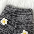 2pcs Baby Floral Knitted Black Long-sleeve Sweater Cardigan and Shorts Set Black/White