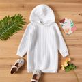 Kid Girl Solid Cable Knit Hooded Sweatshirt Dress White