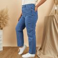 Women Plus Size Basics Denim Ripped Straight Jeans Light Blue