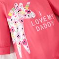 Baby Girl Cartoon Animal Print Long-sleeve Jumpsuit Hot Pink