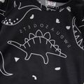 Toddler Boy Dinosaur Letter Print/Stripe Long-sleeve Tee Black