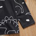 Toddler Boy Dinosaur Letter Print/Stripe Long-sleeve Tee Black