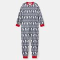 Christmas Bear Print Family Matching Long-sleeve Onesies Pajamas Sets (Flame Resistant) Dark blue/White/Red image 4