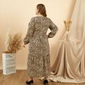 Women Plus Size Elegant Leopard Print V Neck Long-sleeve Dress Ginger