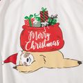 Christmas Sloth and Letter Print Snug Fit Family Matching Red Raglan Long-sleeve Pajamas Sets Red/White