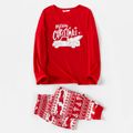 Christmas Car and Letter Print Snug Fit Red Family Matching Long-sleeve Pajamas Sets Red image 4