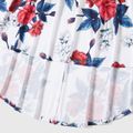 Floral Print Splicing V Neck Ruffle Sleeve Dress for Mom and Me Royal Blue