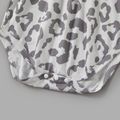 Grey and White Leopard Print Family Matching Sets(Short-sleeve Irregular Midi Dresses and T-shirts) Grey image 5