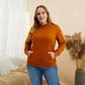 Women Plus Size Casual Solid Hoodie Sweatshirt with Pocket Brick red