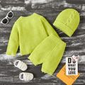 3pcs Baby Solid Long-sleeve Knitting Sweater Pullover Set Yellow