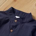 Kid Boy Mandarin Collar Button Design Solid Shirt Royal Blue