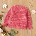 Toddler Girl Button Design Waffle Knit Sweater Cardigan Red/White image 2